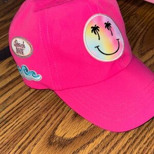 beach babe adult women’s Pink Smiley Face baseball Cap handmade